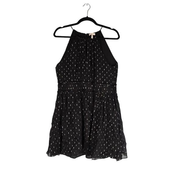 Joie Women Althia Metallic Halter Neck Silk Mini Dress Black Silver Size Small - Picture 3 of 6